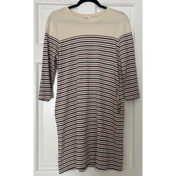 Marine Layer April Dress Womens Large Striped Pockets Cotton Modal Preppy Casual - Picture 2 of 8